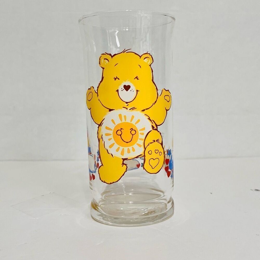 Vintage 1983 Pizza Hut Care Bears Glass   Funshine Bear